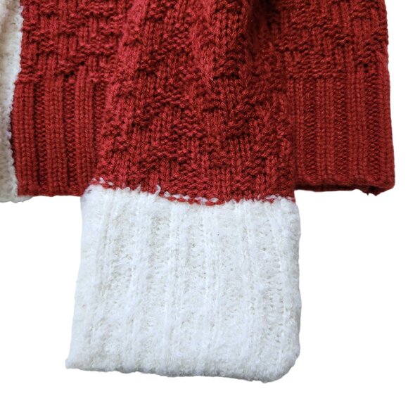 Adyson Parker Colorblock V-Neck Cardigan Tomato Red Golden Brown Cream Sz M - Picture 7 of 15